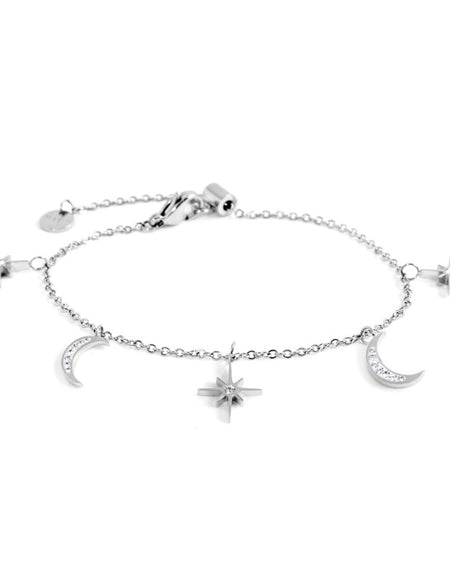 MARLÙ Bracciale lune e rosa dei venti pendenti