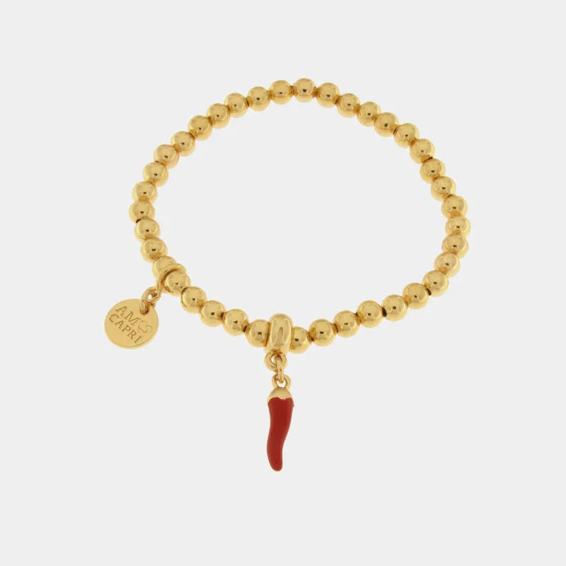 AMONAPOLI Bracciale in Metallo con cornetto rosso