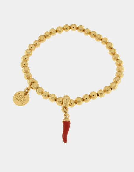 AMONAPOLI Bracciale in Metallo con cornetto rosso