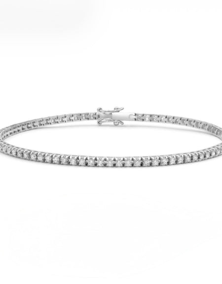 DONNAORO Bracciale Tennis con griffe e montatura a piramide in Oro bianco 18 kt e Diamante taglio brillante 2.00 ct