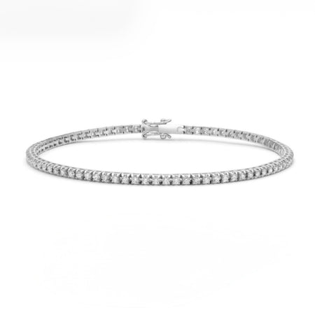DONNAORO Bracciale Tennis con griffe e montatura a piramide in Oro bianco 18 kt e Diamante taglio brillante 2.00 ct