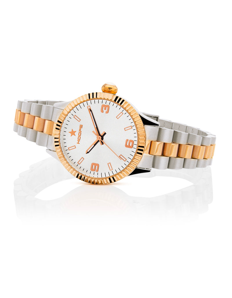 HOOPS Orologio New Luxury Silver and Gold Bianco