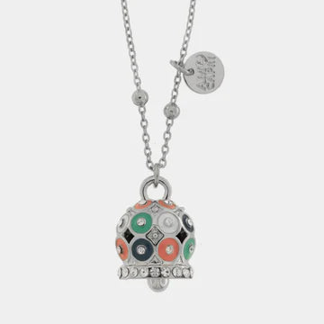 AMOCAPRI Collana in Acciaio campanella a pois multicolor e zirconi