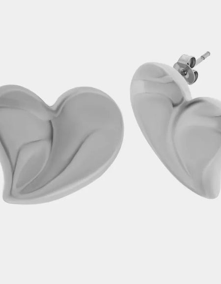 COEUR DE MER Orecchini in Acciaio a lobo con cuore liscio
