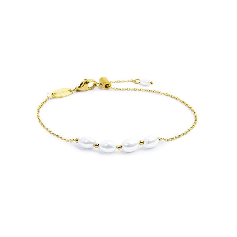 MARLÙ Bracciale catena cross con perle ovali
