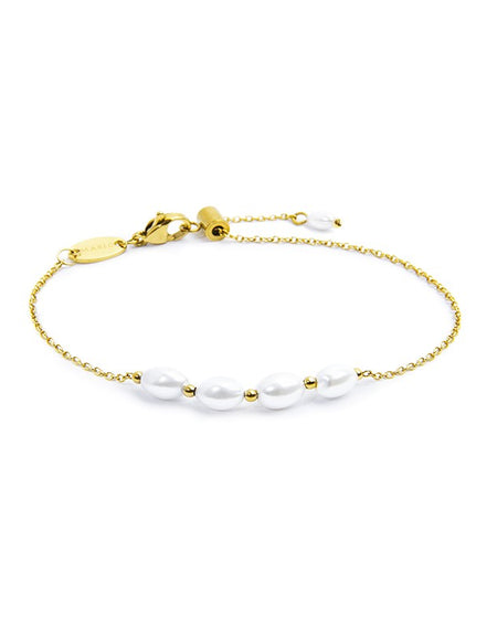 MARLÙ Bracciale catena cross con perle ovali