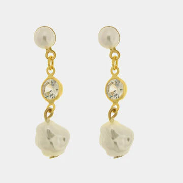 AMOVENEZIA Orecchini in Metallo perla irregolare con punto luce