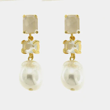 AMOVENEZIA Orecchini in Metallo con perle e cristalli pendenti