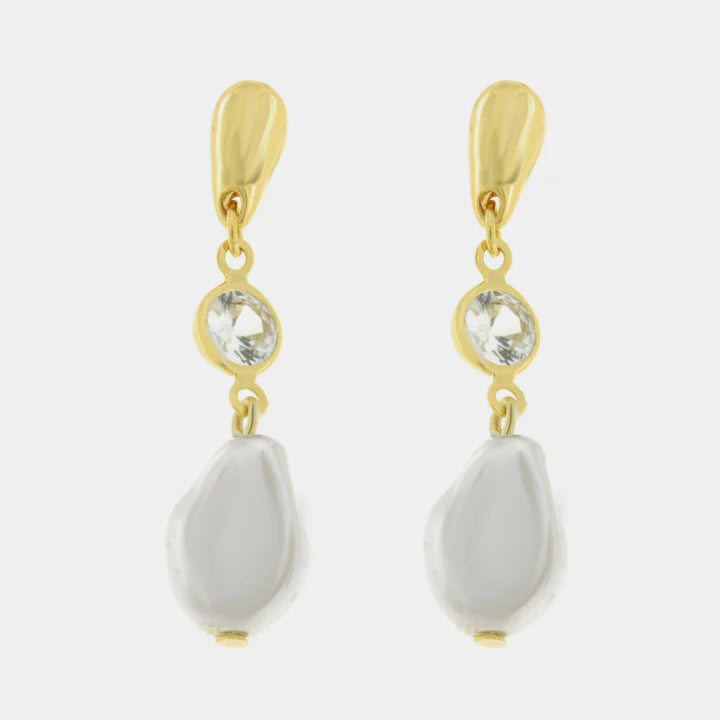 AMOVENEZIA Orecchini in Metallo cristalli trasparenti e perle