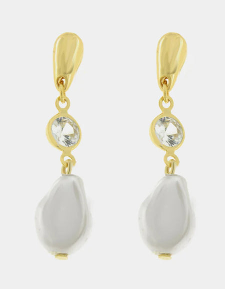 AMOVENEZIA Orecchini in Metallo cristalli trasparenti e perle