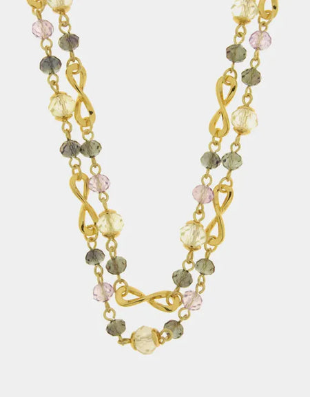 AMOVENEZIA Collana in Metallo multifilo con cristalli colorati