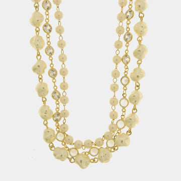 AMOVENEZIA Collana in Metallo multifilo con perle e cristalli