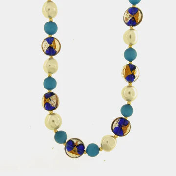 AMOVENEZIA Collana in Metallo giro cristalli di Murano e perle