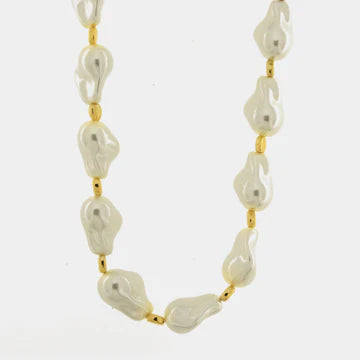 AMOVENEZIA Collana in Metallo giro di perle irregolari