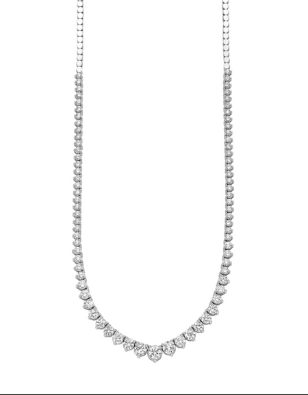 DONNAORO Collier Tennis con castoni tondi, a scalare, in oro bianco 18 kt e diamanti taglio brillante