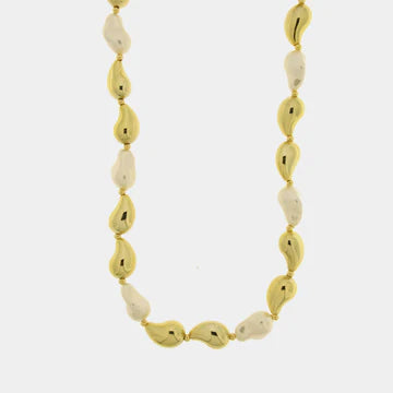 AMOVENEZIA Collana in Metallo perle irregolari e gocce