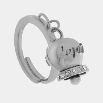 AMOCAPRI Anello in Acciaio con campanella con scritta Capri