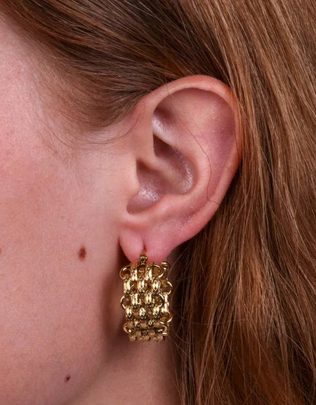 COEUR DE MER Orecchini in Acciaio cerchi con maglia intrecciata