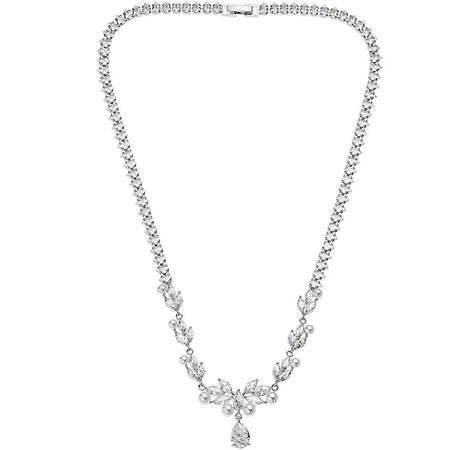 OTTAVIANI Collana Girocollo Donna con Zirconi bianchi taglio goccia e Perle