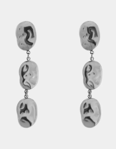 COEUR DE MER Orecchini in Acciaio piastre martellate pendenti