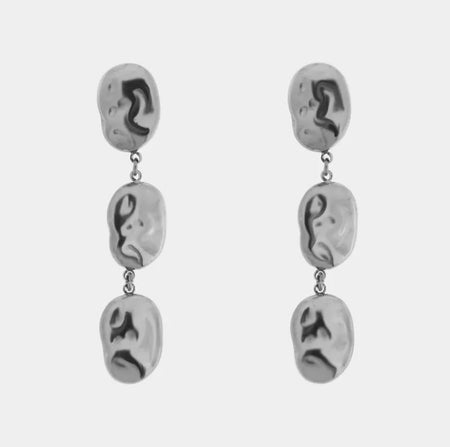 COEUR DE MER Orecchini in Acciaio piastre martellate pendenti