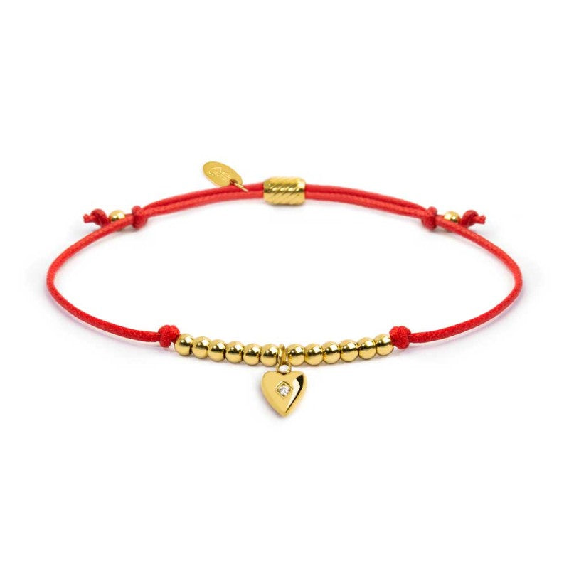 MARLÙ Bracciale cordino con pendente cuore con zircone