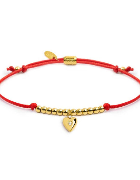 MARLÙ Bracciale cordino con pendente cuore con zircone