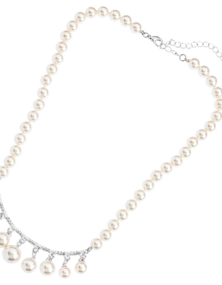 OTTAVIANI Collana Girocollo Perle di vetro e Zirconi Bianchi