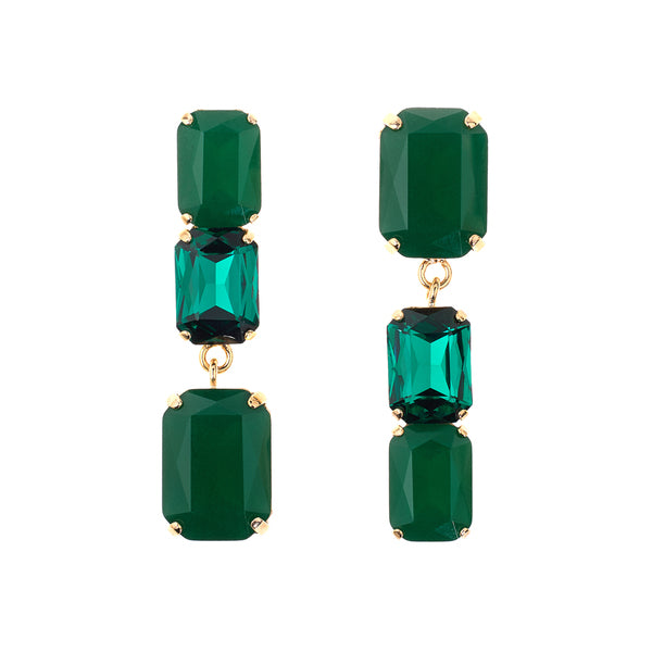 OTTAVIANI Orecchini Pendenti Moda Asimmetrici con Cristalli Verdi