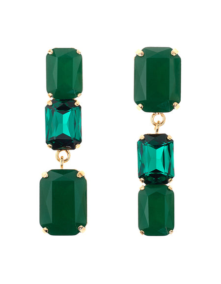 OTTAVIANI Orecchini Pendenti Moda Asimmetrici con Cristalli Verdi