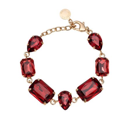 OTTAVIANI Bracciale Moda Dorato con Cristalli Rossi Taglio Ottagonale e Taglio Goccia