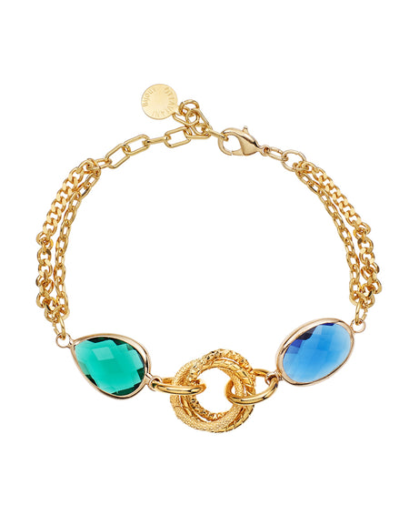 OTTAVIANI Bracciale Moda Dorato con Nodo e Cristalli Blu e Verde