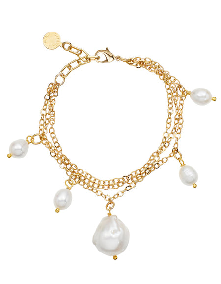 OTTAVIANI Bracciale Moda Dorato a tre fili con Perle Barocche