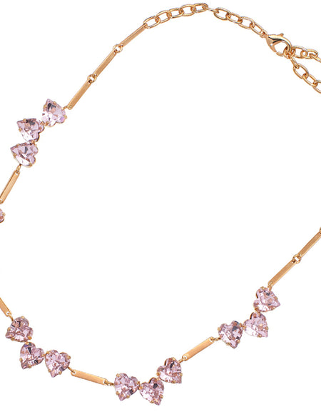 OTTAVIANI Collana Moda Dorata con Cristalli Rosa taglio Cuore