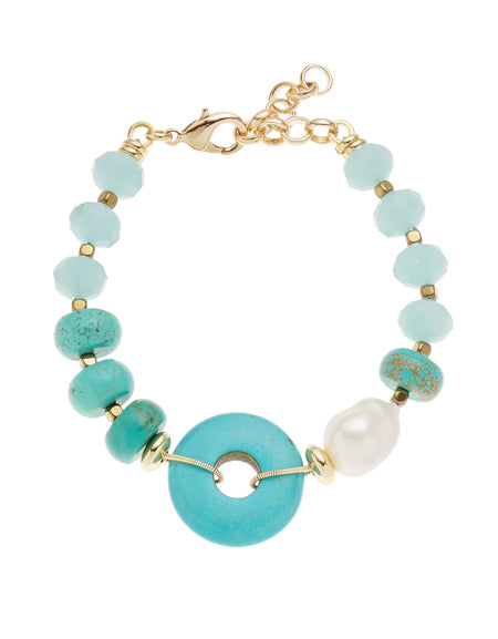 OTTAVIANI Bracciale Perla Barocca Turchesi e Perline