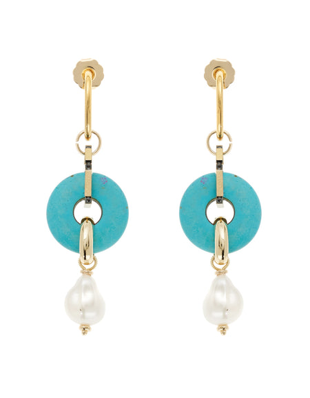 OTTAVIANI Orecchini Pendenti con Perle Barocche e Turchesi