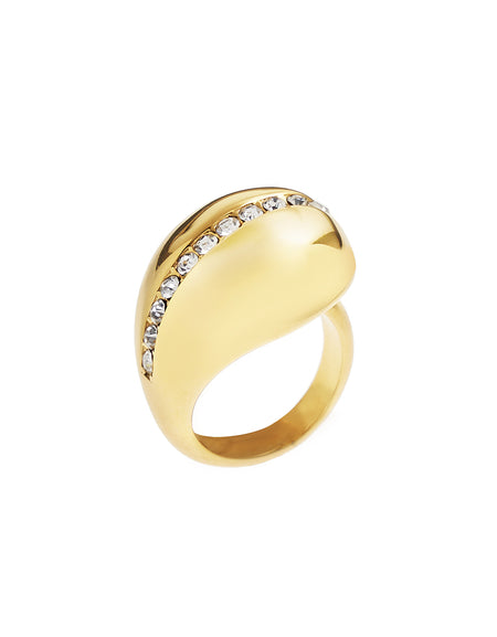 OTTAVIANI Anello donna moda dorato Goccia con Cristalli Bianchi