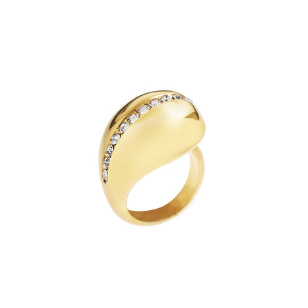 OTTAVIANI Anello donna moda dorato Goccia con Cristalli Bianchi