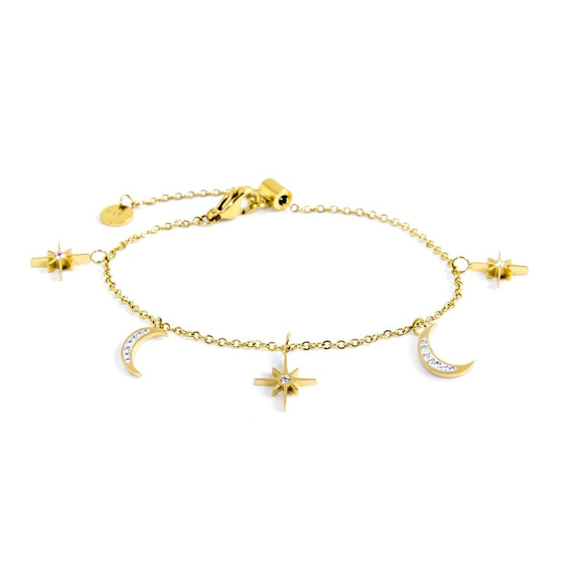 MARLÙ Bracciale lune e rosa dei venti pendenti