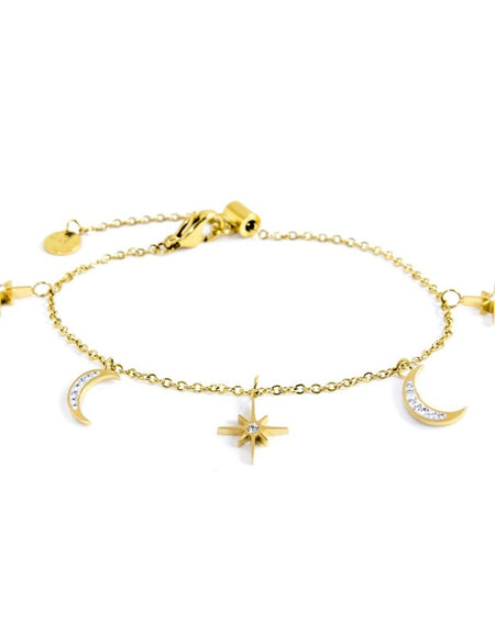 MARLÙ Bracciale lune e rosa dei venti pendenti