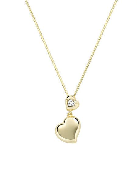 AMEN Collana Dorata Cuori Gemelli con Zircone