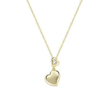 AMEN Collana Dorata Cuori Gemelli con Zircone