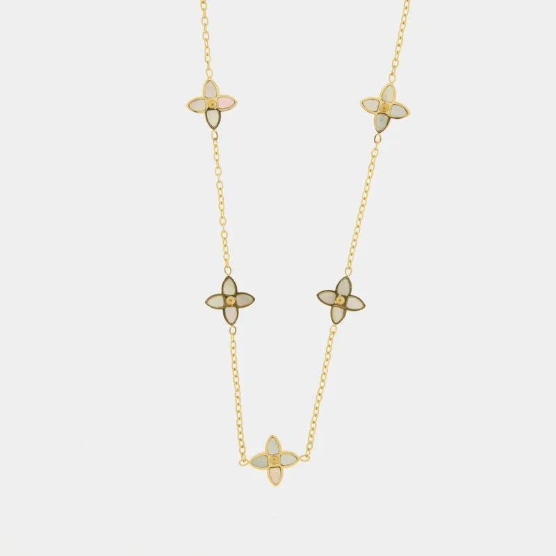 COEUR DE MER Collana in Acciaio con fiori a quattro petali
