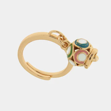 AMOCAPRI Anello in Metallo con campana portafortuna impreziosita da smalti colorati