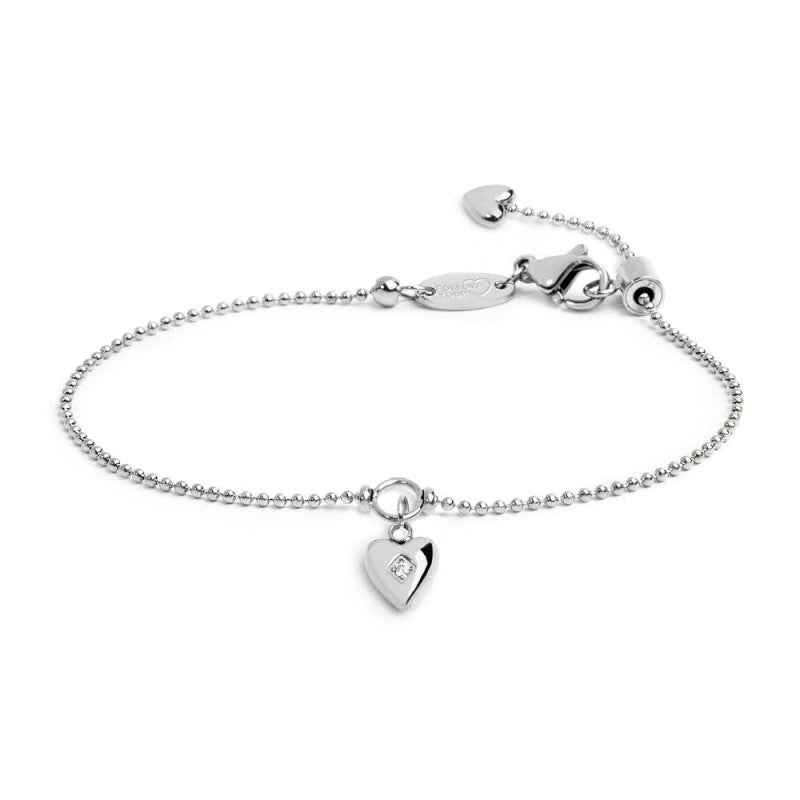 MARLÙ Bracciale catena a sfere con cuore con zircone