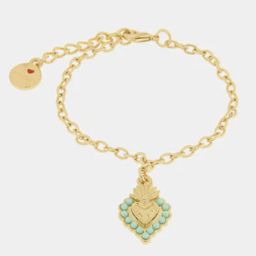 AMONAPOLI Bracciale in Metallo con cuore con contorno verde