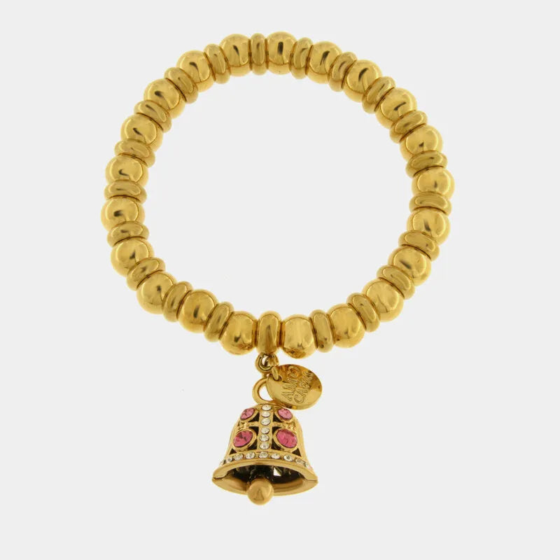 AMOCAPRI Bracciale in Acciaio campanella Capri con pois rosa