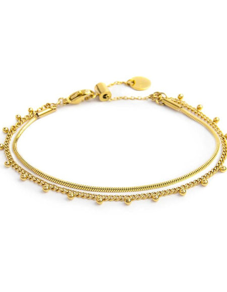 MARLÙ Bracciale doppia catena snake e grumetta con sfere