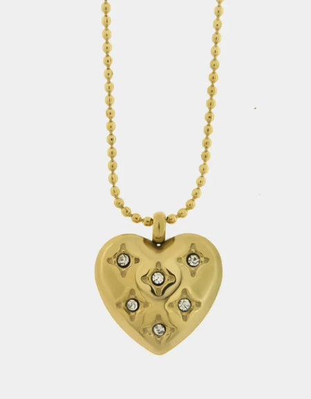 COEUR DE MER Collana in Acciaio con cuori e punti luce