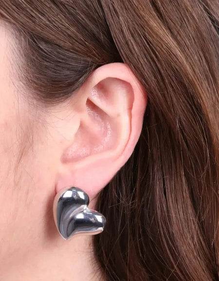 COEUR DE MER Orecchini in Acciaio a lobo con cuore liscio